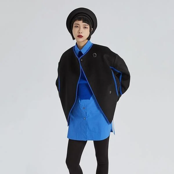 Loose Fashion Short Women Coat Winter The New Black O neck Collar Casual