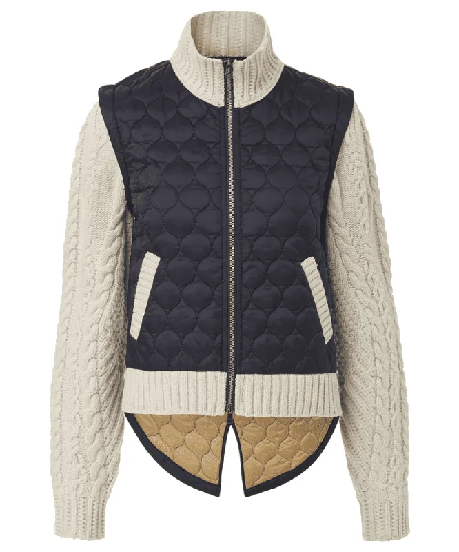 Veronica Beard Women's Patra Mixed Media Jacket, Navy/Ivory