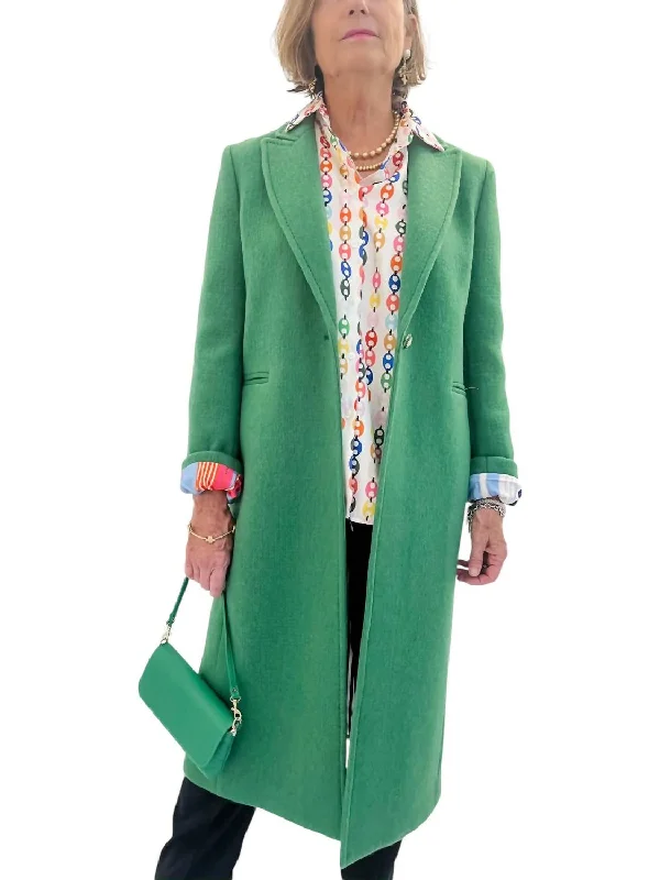 Wool Trench Coat In Verde