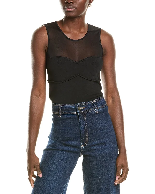 BCBGMAXAZRIA Sheer Yoke Top