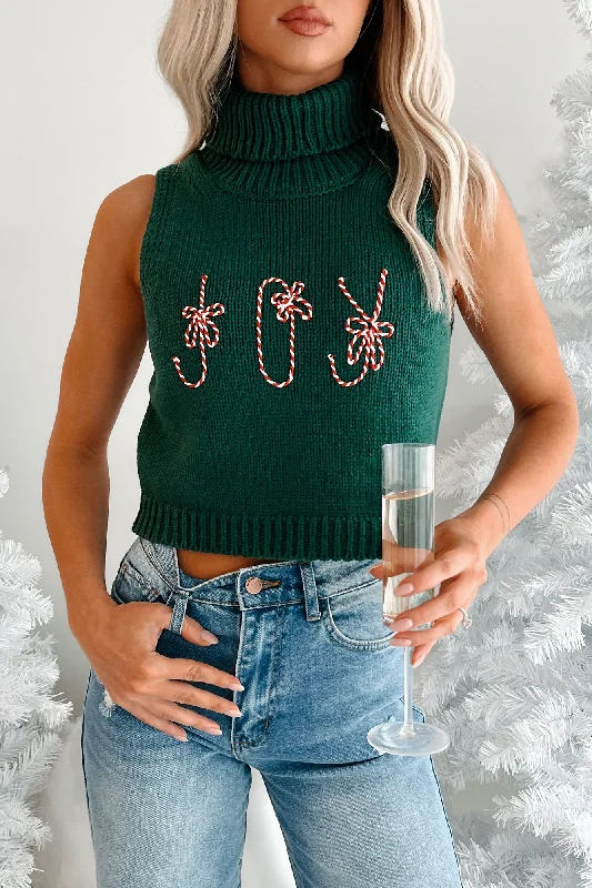 Holiday "Joy" Turtleneck Sweater Tank (Green)