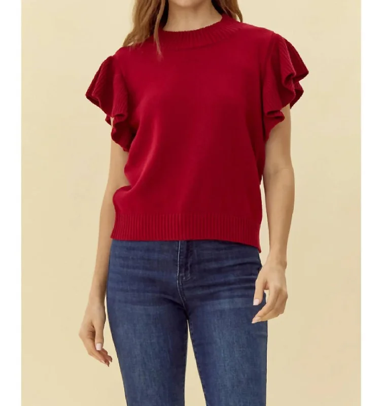 Let's Discover Sweater Top In Burgundy