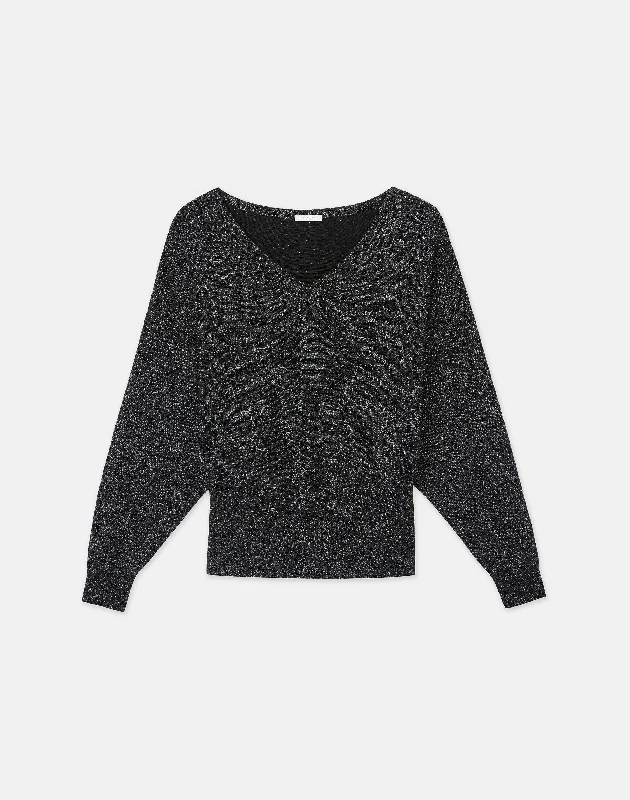 Merino Wool-Sequin Silk Blouson Sweater