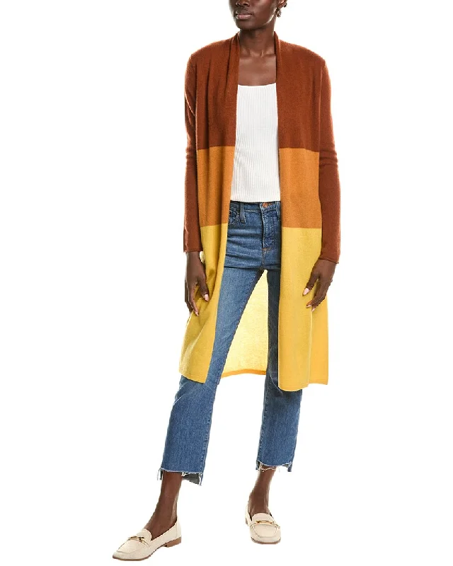 sofiacashmere Colorblocked Drape Cashmere Cardigan