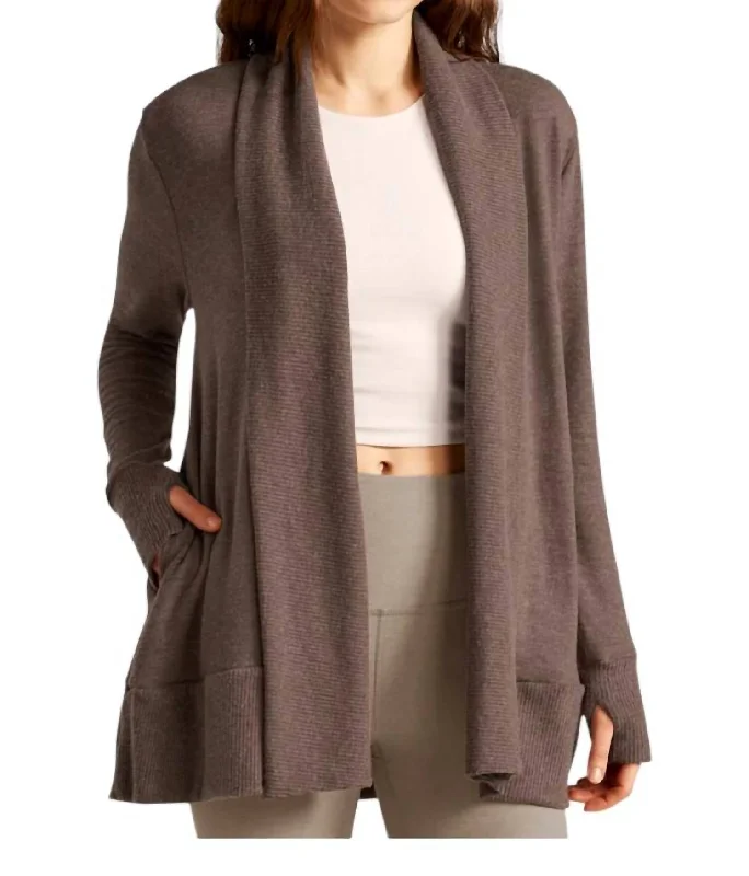 Soften Up Cardigan In Truffle Heather