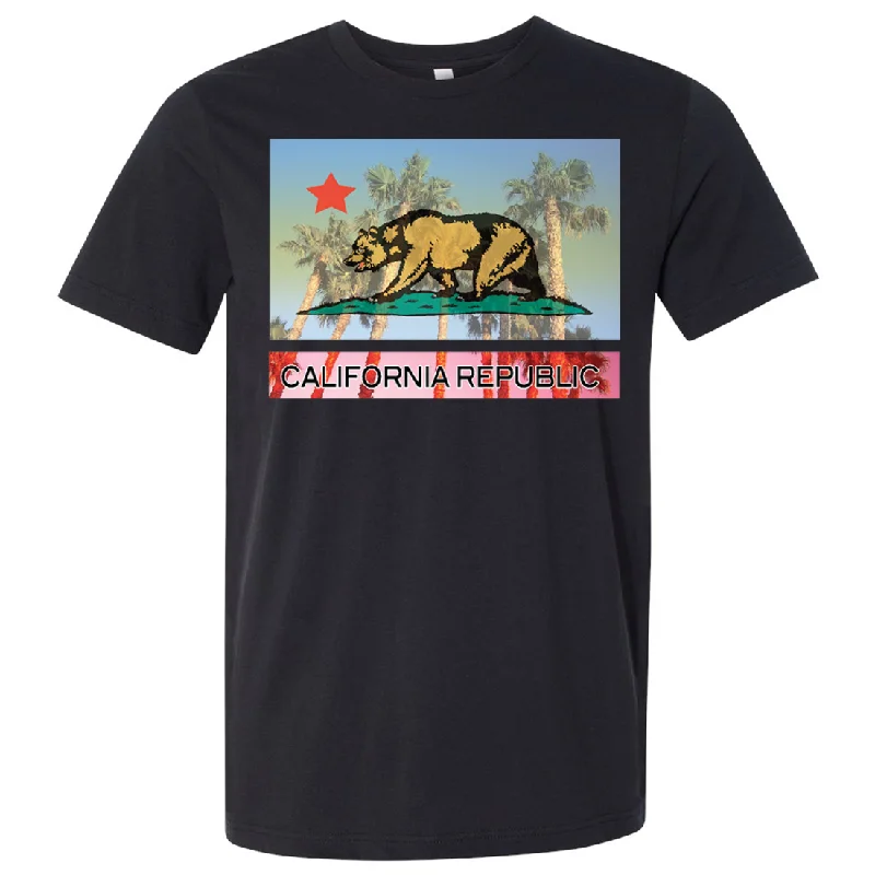 California Republic Palm Tree Bear Asst Colors Mens Lightweight Fitted T-Shirt/tee