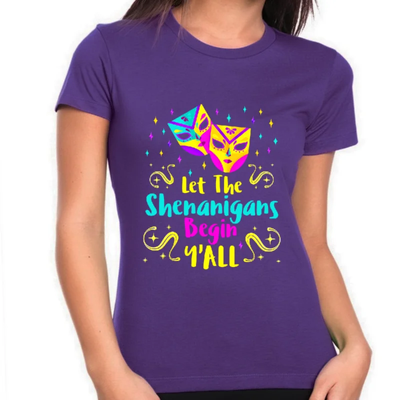 Funny Mardi Gras Shirts for Women Let The Shenanigans Begin Yall Mardi Gras Outfit for Women NOLA Shirt