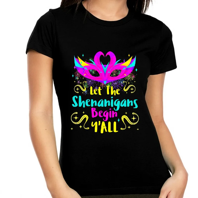 Funny Mardi Gras Shirts for Women Let The Shenanigans Begin Yall New Orleans Mardi Gras Outfit for Women