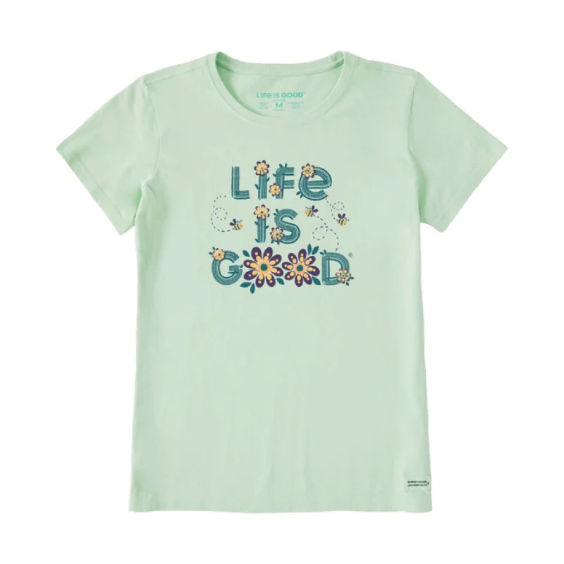 Life Is Good Women's Daisy Bees Crusher Lite Tee - Sage Green - ONLINE STORE CREDIT/EXCHANGE ONLY