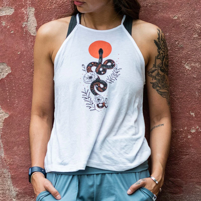 Snake High Neck Tank Top | White