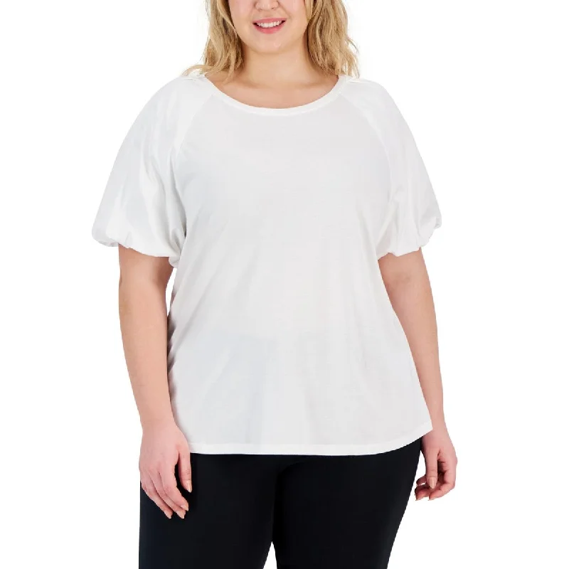 Calvin Klein Womens Plus Solid Cotton Pullover Top