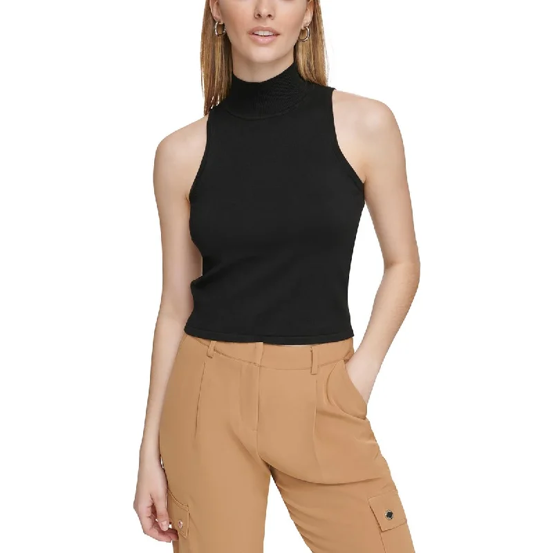 Calvin Klein Womens Mock Neck Sleeveless Pullover Top