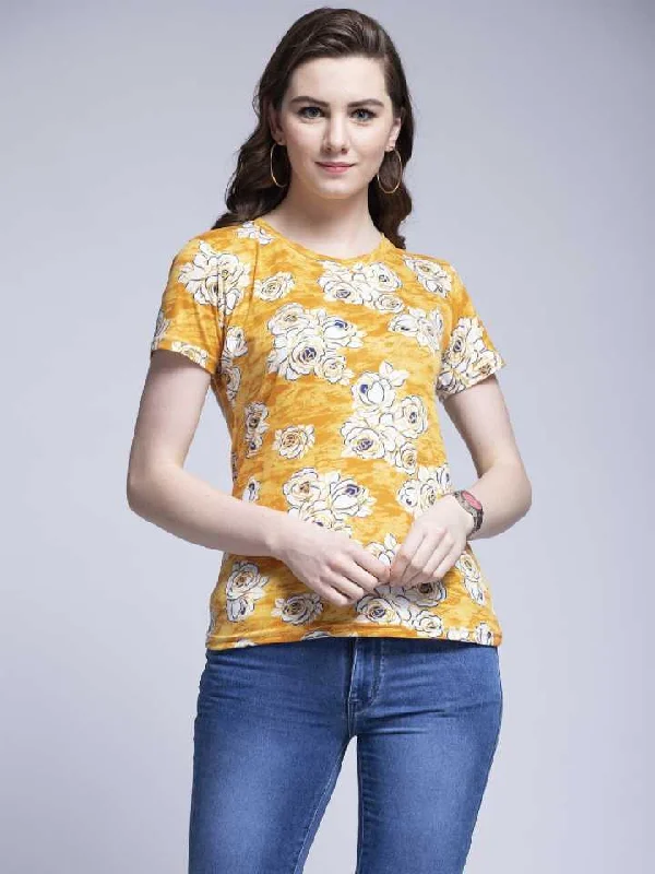 TANDUL  Printed Women Round Neck Multicolor T-Shirt