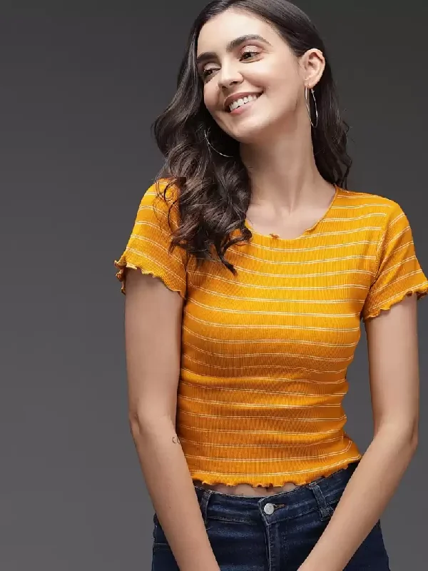 TANDUL  Striped Women Round Neck Multicolor T-Shirt