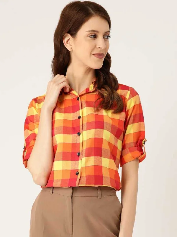 TANDUL  Women Regular Fit Checkered Formal Shirt