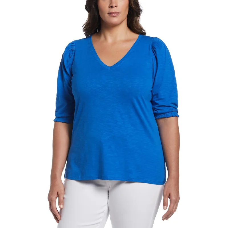 Ella Rafaella Womens Plus Organic Cotton Slub Pullover Top