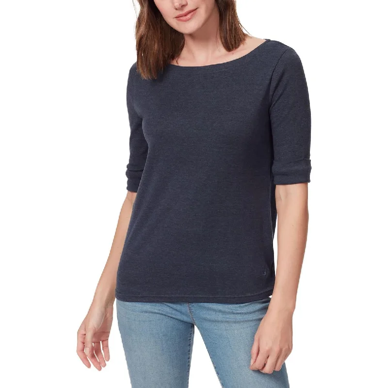 Gloria Vanderbilt Womens Cuff Sleeves Boatneck Pullover Top