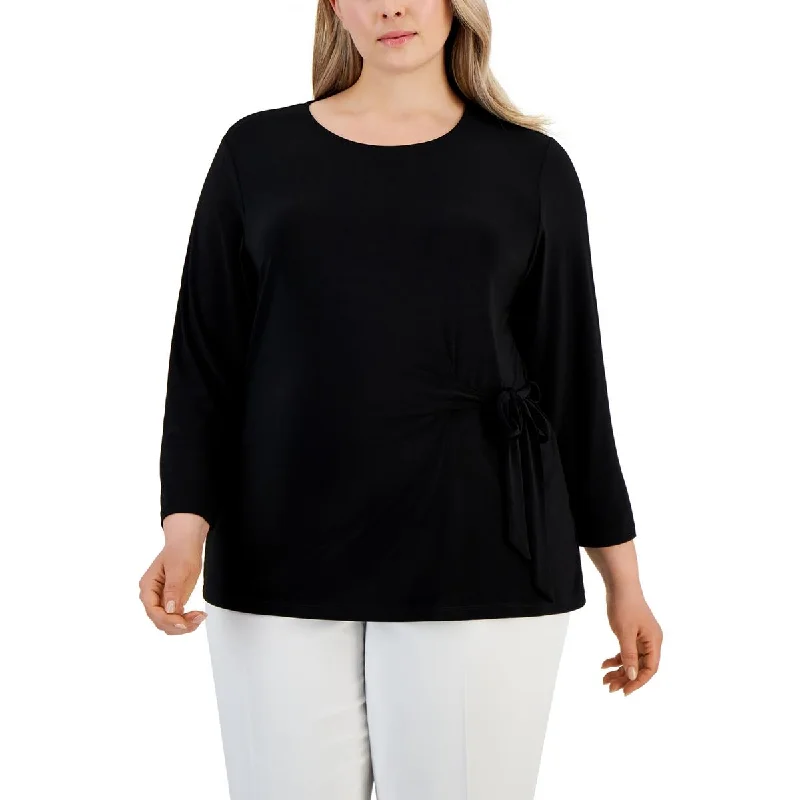 Kasper Womens Plus Boatneck Office Pullover Top