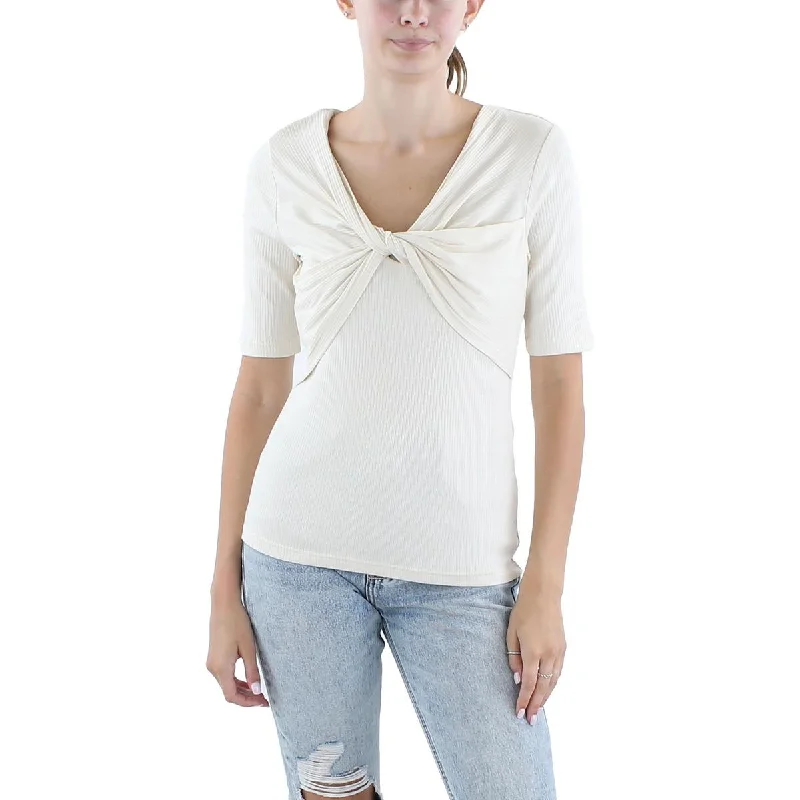 Lauren Ralph Lauren Womens Twist Front Ribbed Pullover Top