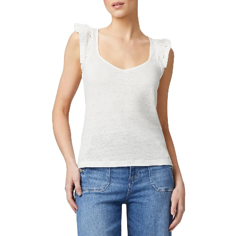 Paige Womens Eyelet Sleeve Burnout Pullover Top