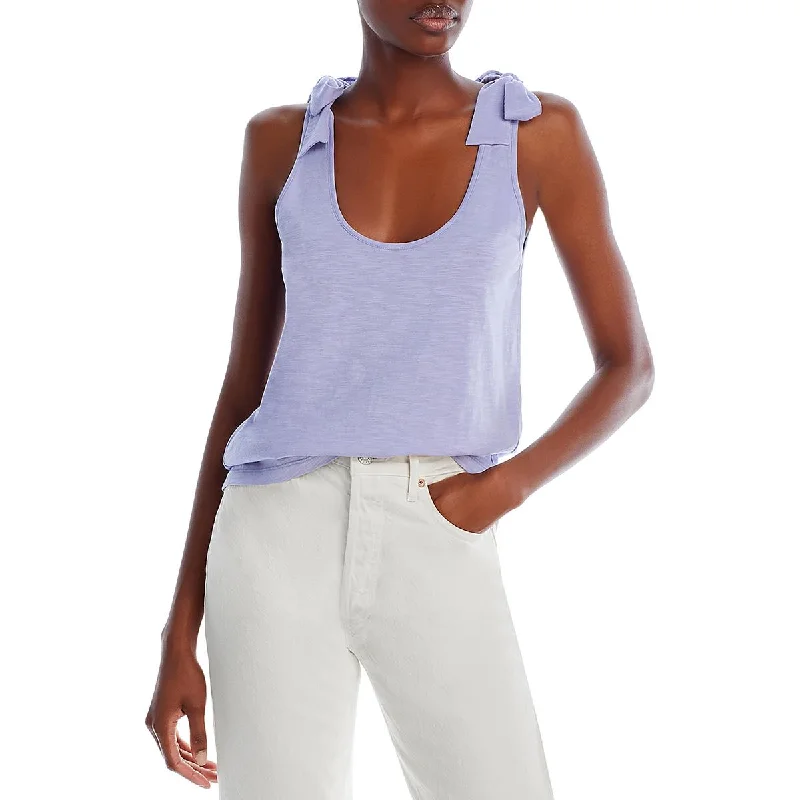 Paige Womens Slub Tie Shoulder Pullover Top