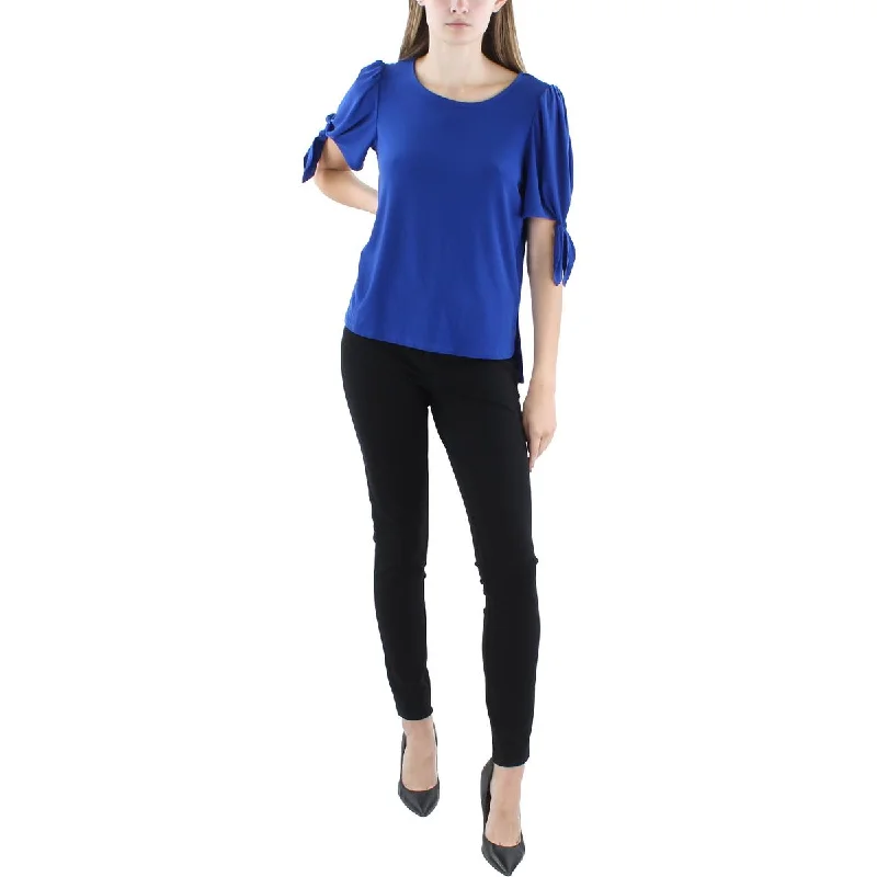 Sam and Jess Womens Solid Tie Sleeve Pullover Top