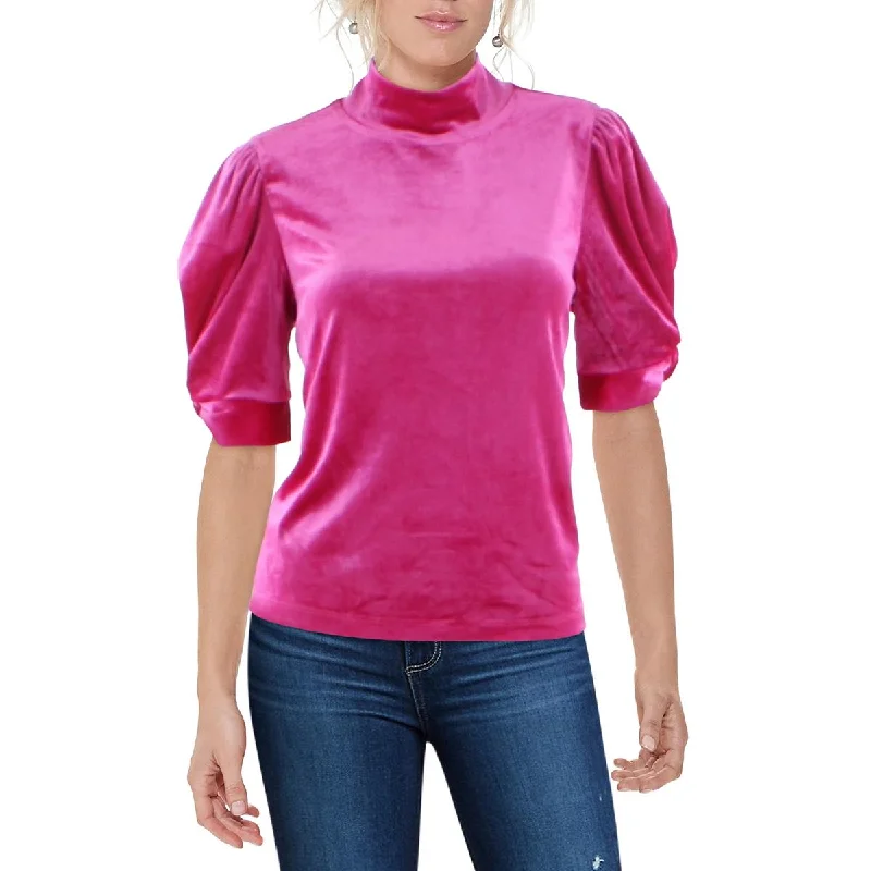 Sanctuary Womens Velvet Puff Sleeves Pullover Top