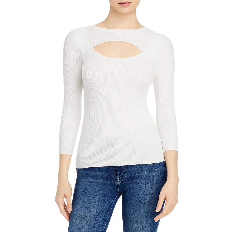 T Tahari Womens Cut Out Crewneck Pullover Top