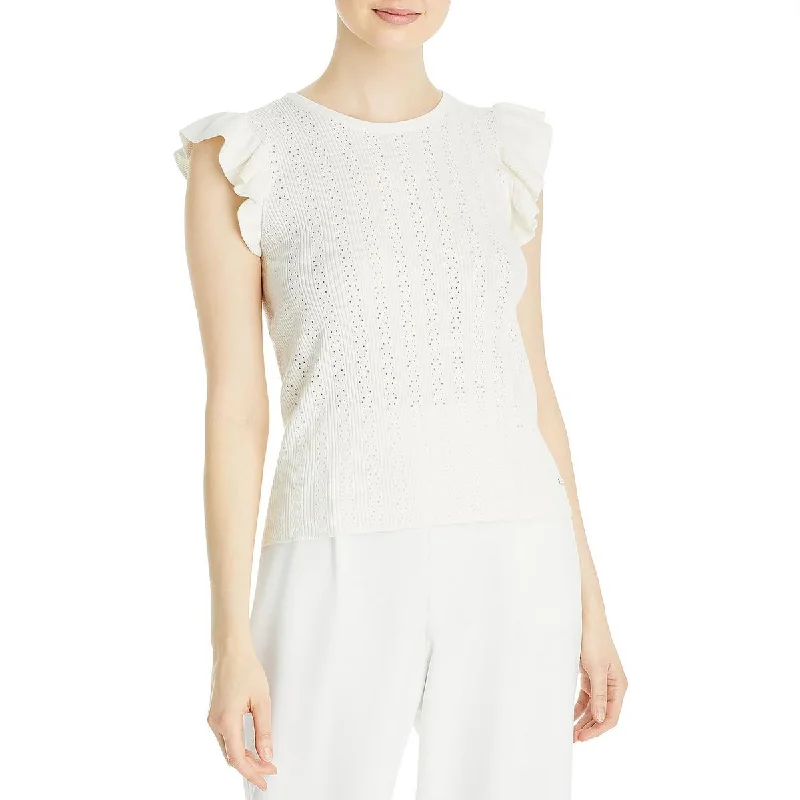 T Tahari Womens Knit Crewneck Pullover Top