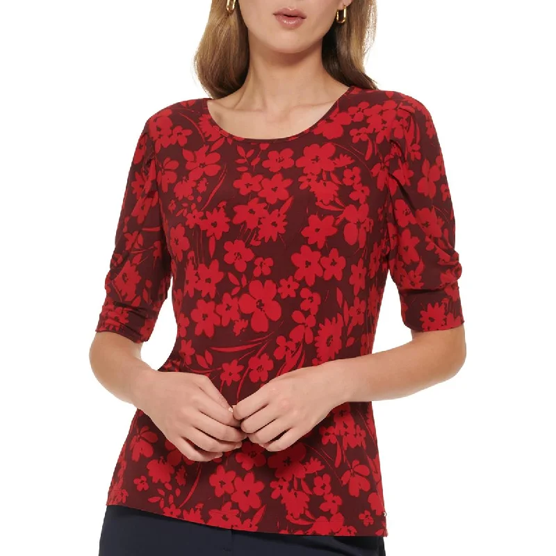 Tommy Hilfiger Womens Floral Print Pullover Top