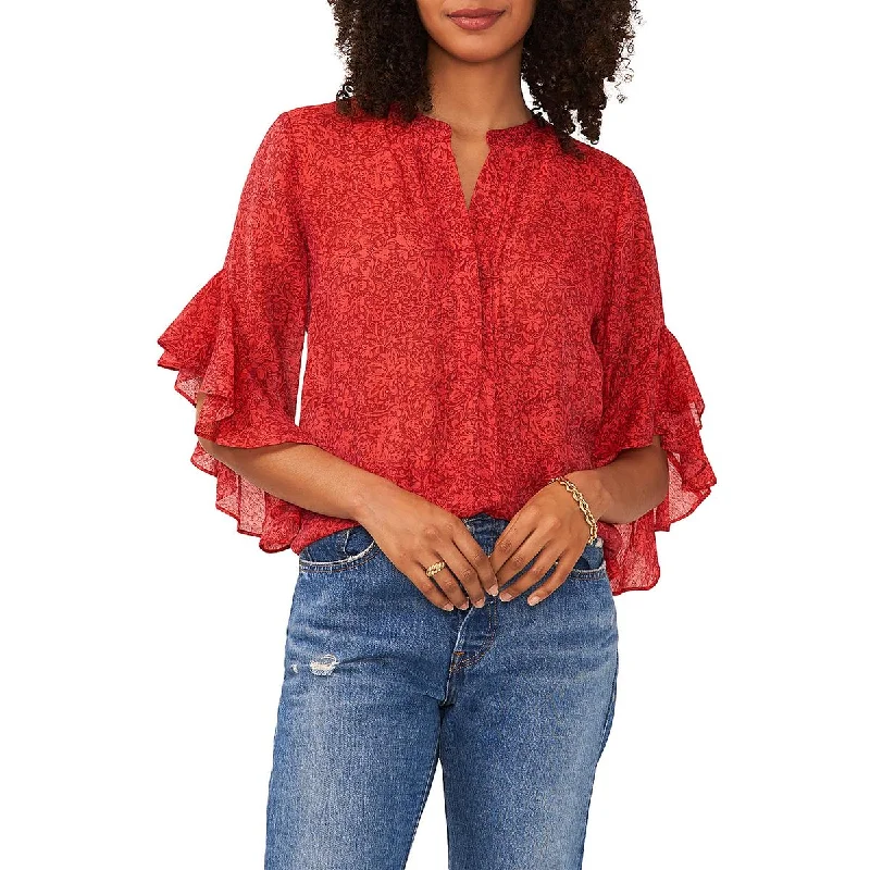 Vince Camuto Womens Pin Tuck Shirt Pullover Top