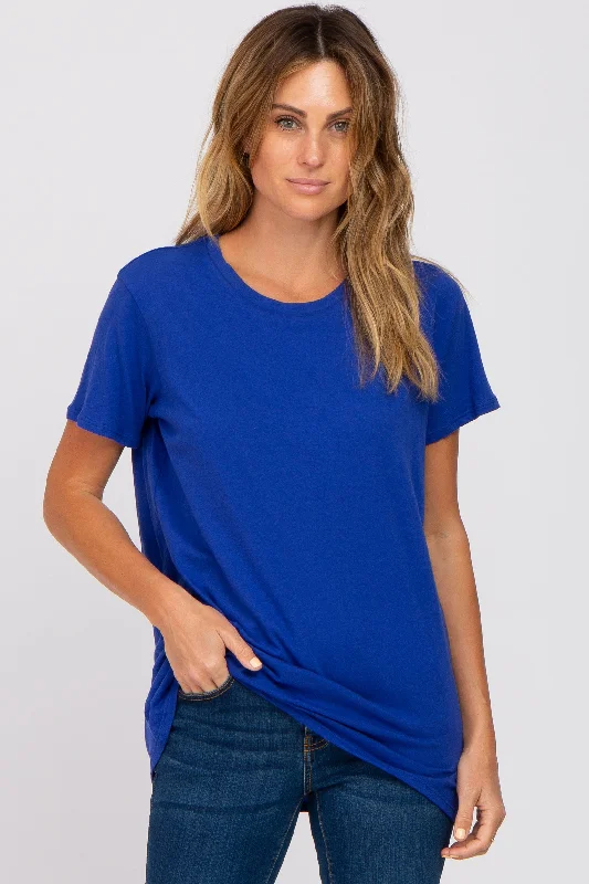 Royal Blue Oversized Short Sleeve Top