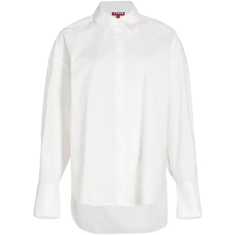 STAUD Womens Colton Oversized Cotton Shirt White