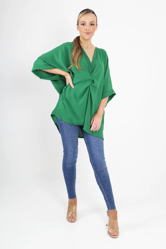 Twisted Front Batwing Oversized Top