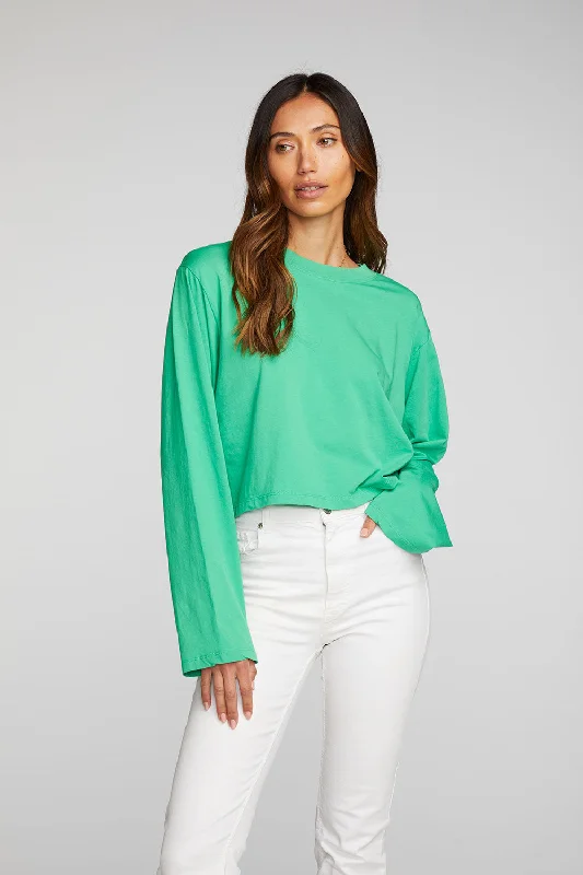 Cotton Jersey Cropped Long Sleeve Tee