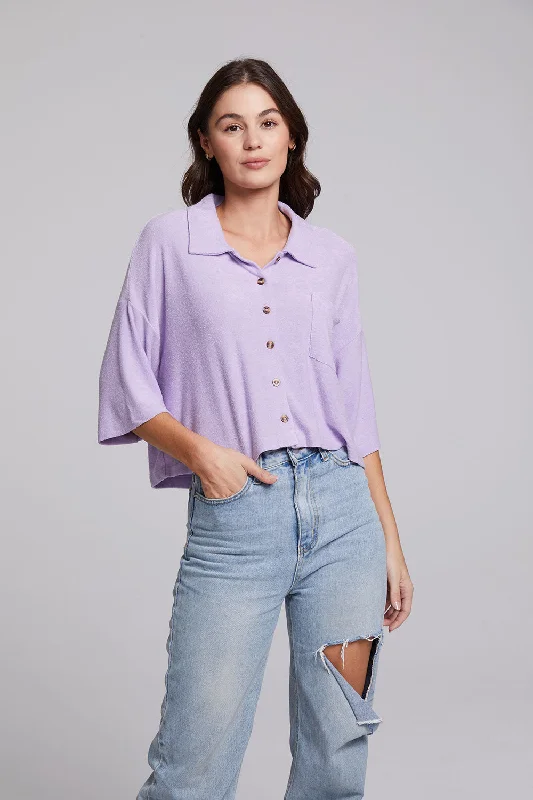 Marine Crop Button Down - Digital Lavender