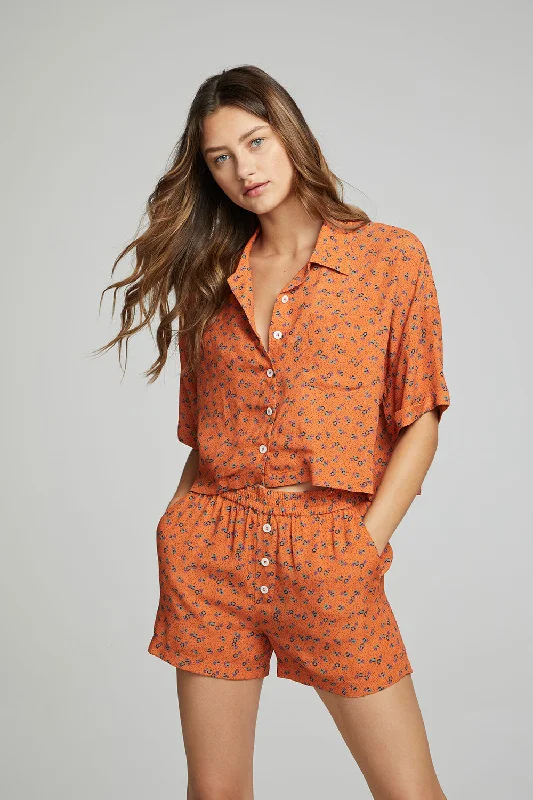 Marine Crop Button Down - Tigerlily Floral Print