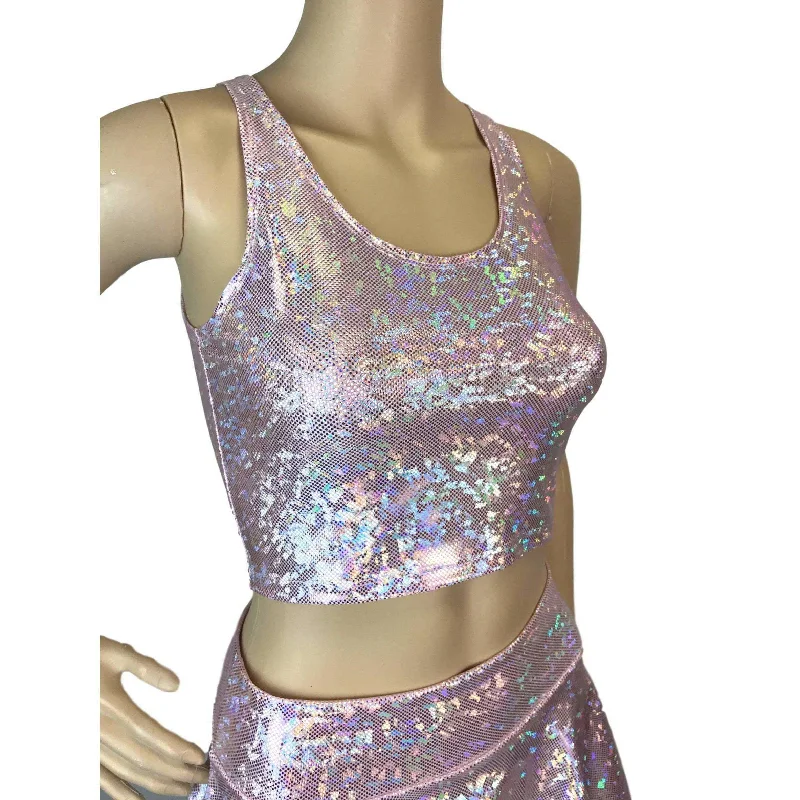 Crop Tank Top - Light Pink Shattered Glass