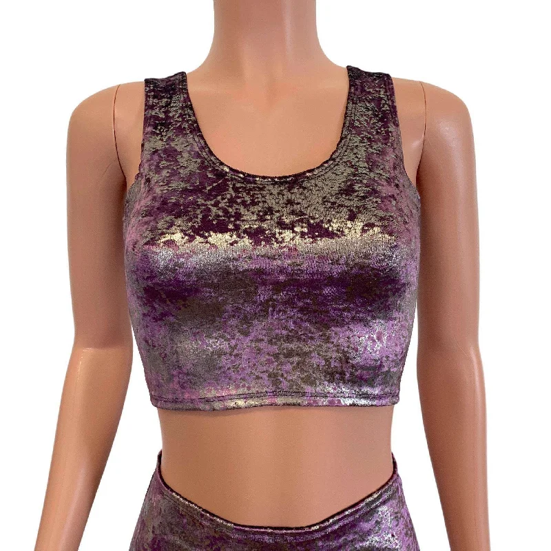 Crop Tank Top - Plum/Gunmetal Gilded Velvet