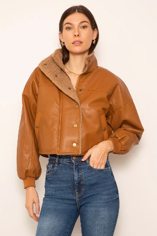 FLORA CROPPED LEATHER JACKET