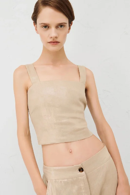 GHIRO COATED LINEN CROP TOP