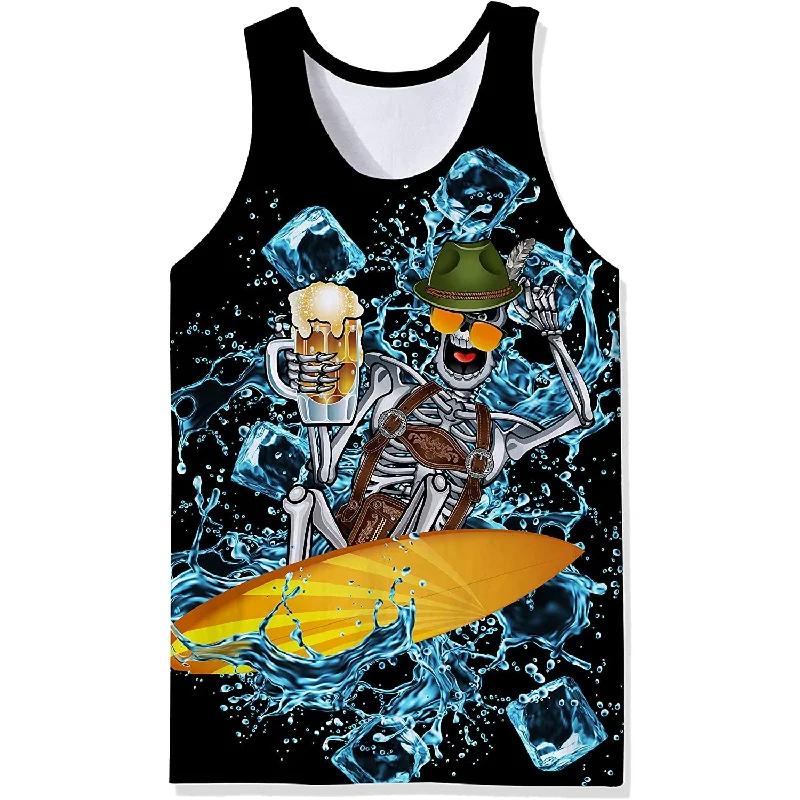 Beer Skeleton Funny Tank Top