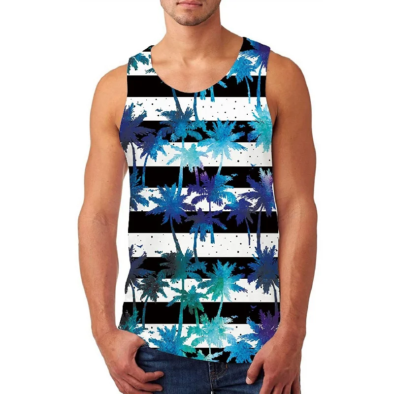 Blue Palm Tree Funny Tank Top