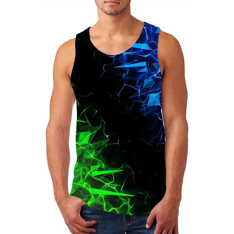 Green & Blue Geometric Funny Tank Top