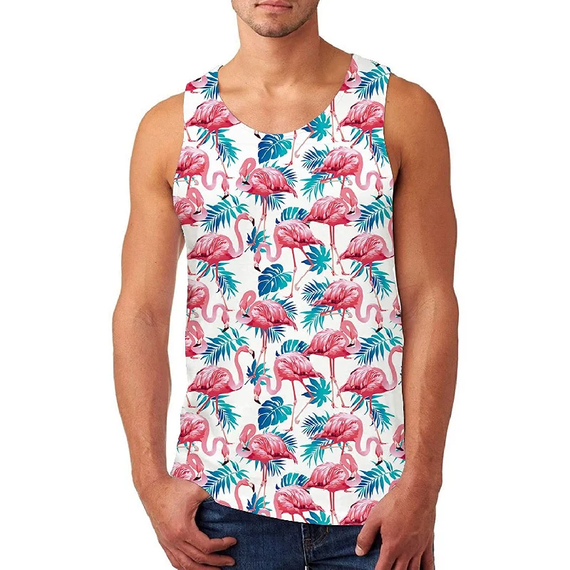 Pink Flamingo White Funny Tank Top