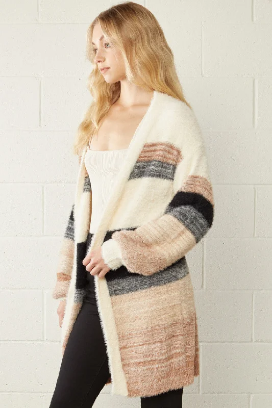 Striped Perfection Brushed Eyelash Cardigan