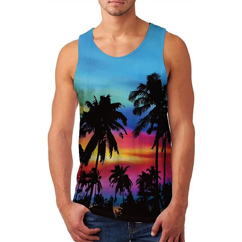 Sunset Palm Tree Funny Tank Top