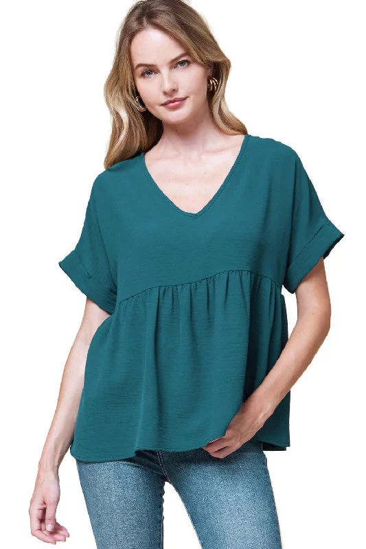 Textured Babydoll Top, Teal