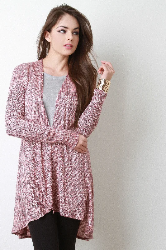 Marled Thermal Knit Long Cardigan